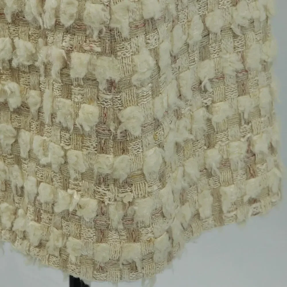 Chanel Tweed Jacket Skirt Setup White Cotton